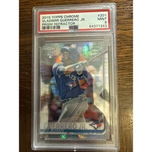 2019 Topps Chrome 💎 Prism Refractor VLADIMIR GUERRERO JR RC Rookie #201 PSA 9